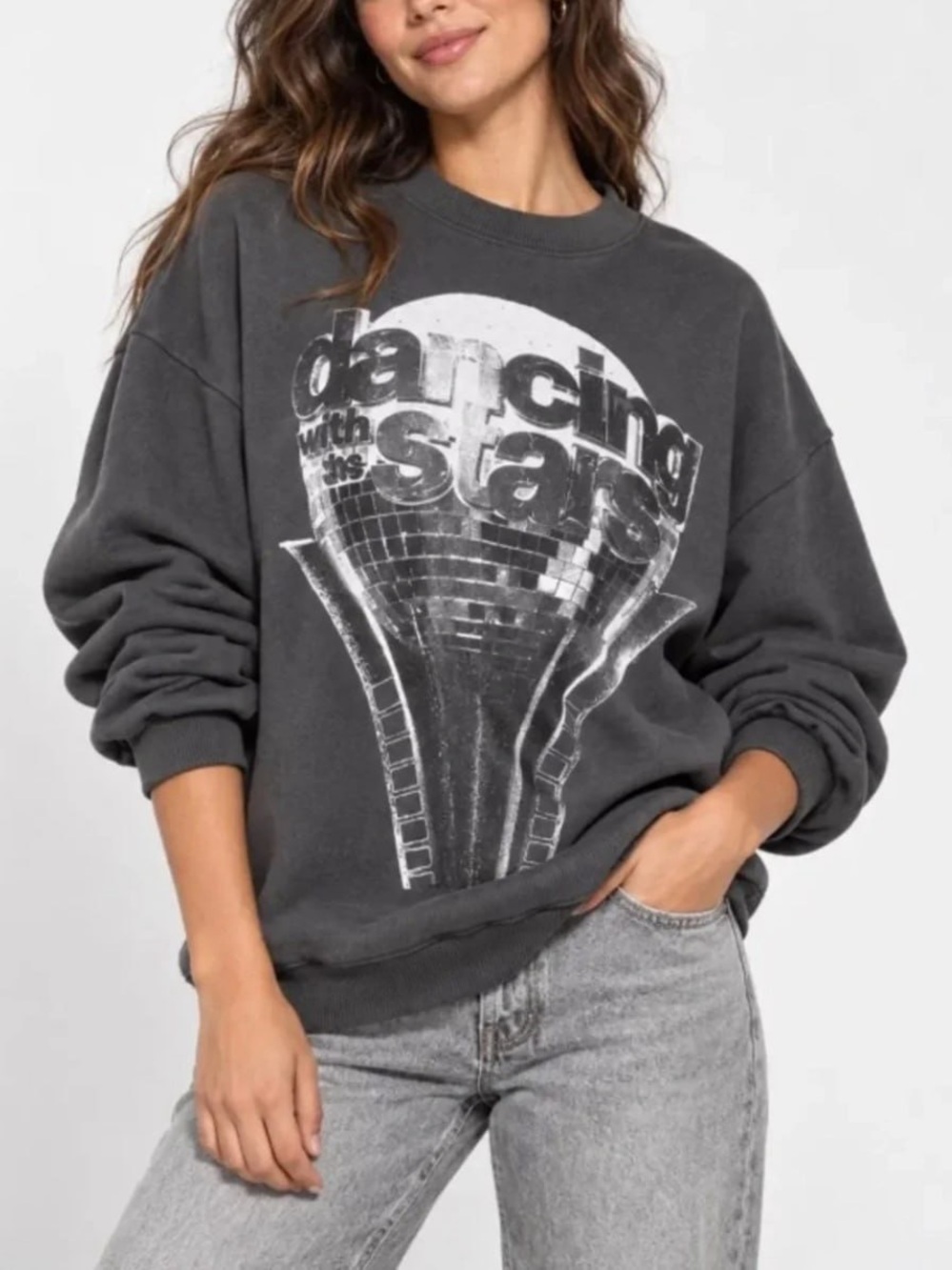 Charcoal Dancing with the stars graphic Crewneck Sweatshirt